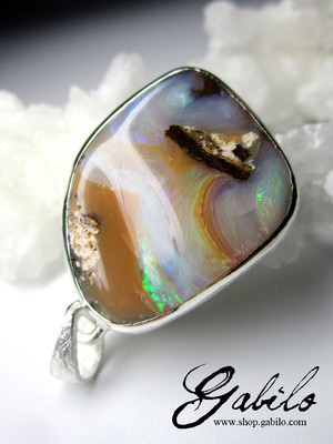 Silber Anhänger mit Boulder Opal 