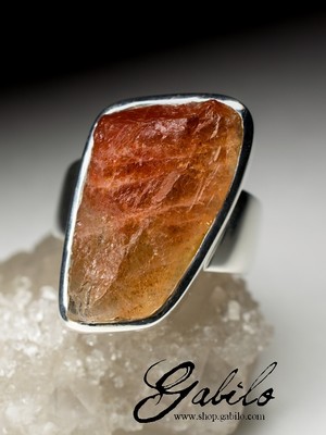 Silber Ring mit Solar Stein 