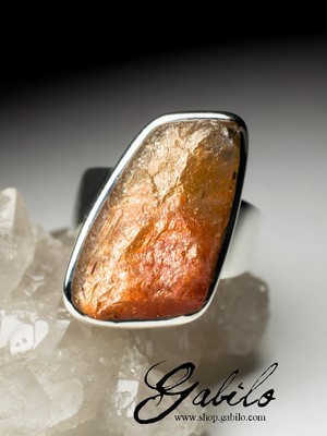 Silber Ring mit Solar Stein 