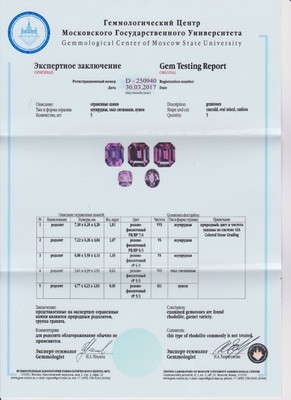 Rhodolith Granat 4,90 Karat mit Zertifikat