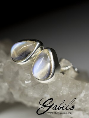 Silber Ohrringe Beutel mit Mondstein mit Zertifikat