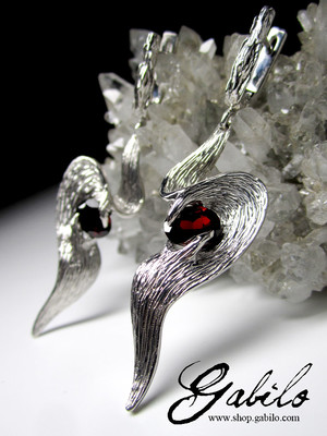 Almandine Garnet Silver Earrings