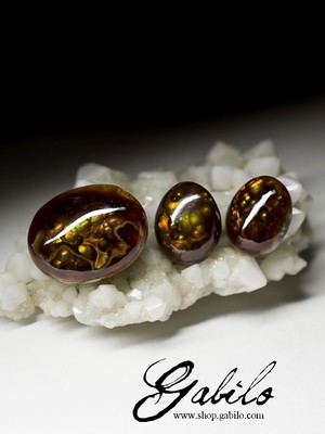 Mexican fire agate set 38 carats