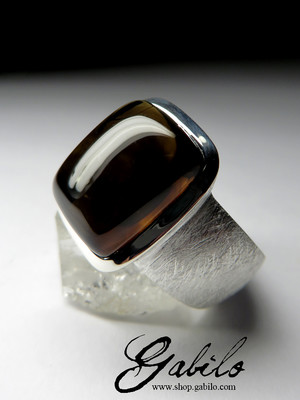 Großer silberner Ring mit Morion