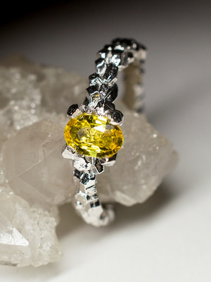 Yellow sapphire silver ring