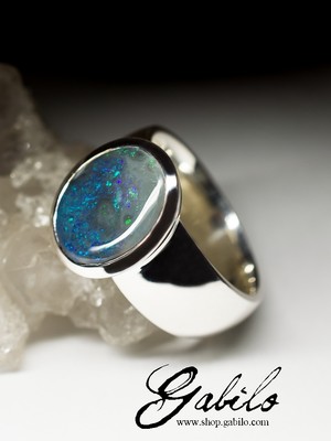 Black Opal Gold Ring