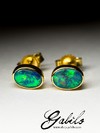 Black Opal Gold Stud Earrings