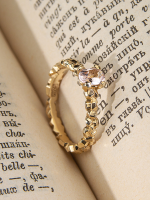 Morganite yellow gold ring