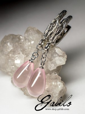 Silberohrringe mit rosa Quarz
