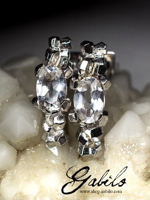rock crystal gold stud earrings