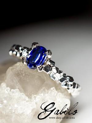 Silver ring with sapphire