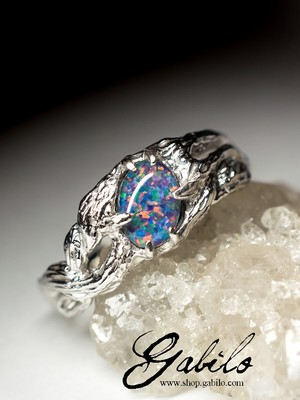 Silberring mit Triplett-Opal
