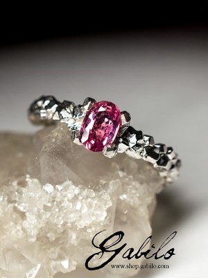 Pink sapphire silver ring 