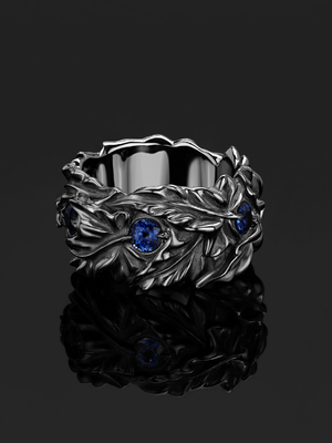 Blue Sapphire black Ivy ring