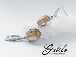Rutilated quartz silver earrings