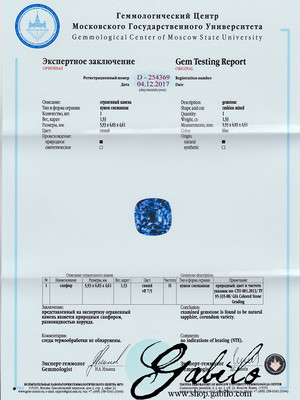 Kashmir Sapphire Royal Blue 1.53 carats GIA, EG Lab and MSU Gem Report