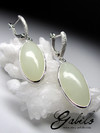White nephrite silver earrings