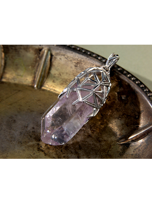 Amethyst crystal silver pendant