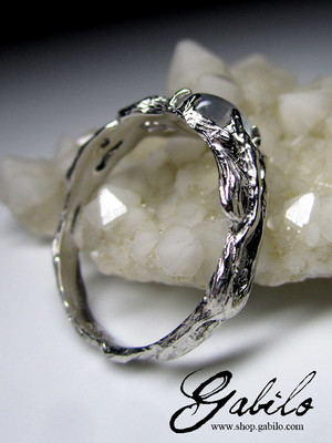 Moonstone white gold ring