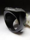 Black Druzy Agate with Quartz Crystals Ring