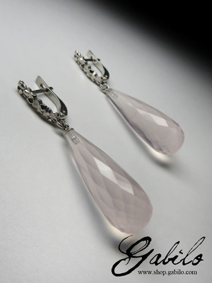 Ohrringe mit rosa Quarz in Silber