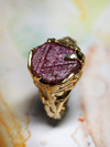 Raw ruby crystal yellow gold ring