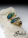 Doublet opal yellow gold earrings 