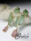 Tourmaline crystals gold earrings