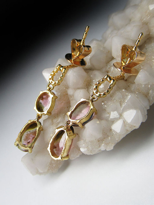 Tourmaline gold earrings with diamonds 