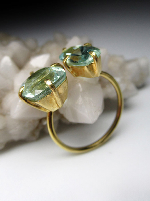 Aquamarine beryl gold ring 