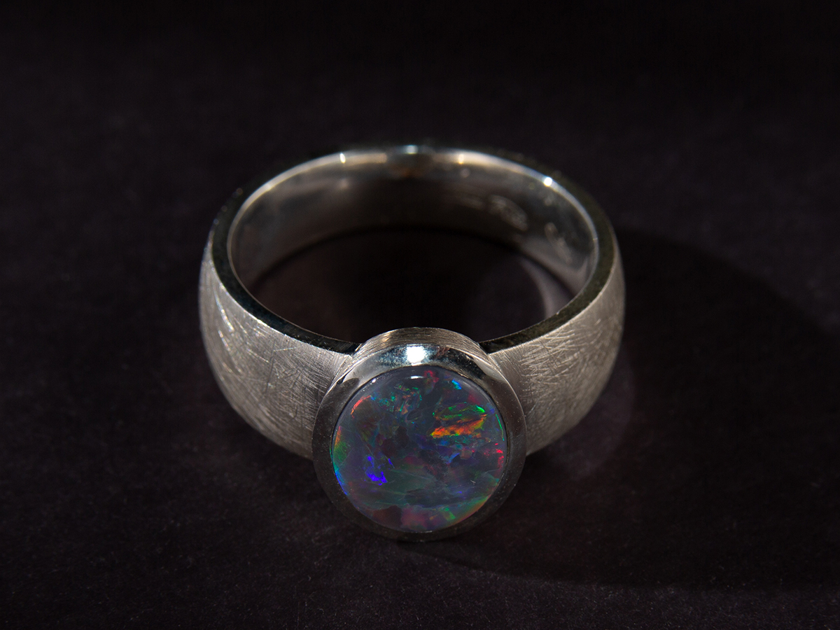 dark opal silver ring