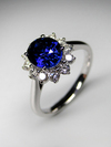 Royal Blue sapphire gold ring with diamonds