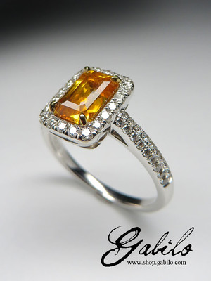 Yellow sapphire diamonds gold ring