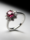 Ruby and diamonds white gold ring