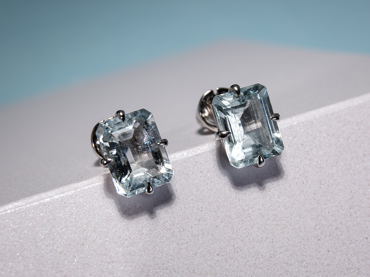 aquamarine silver earrings
