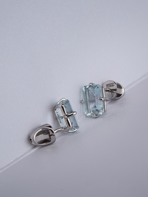 Aquamarine silver stud earrings 