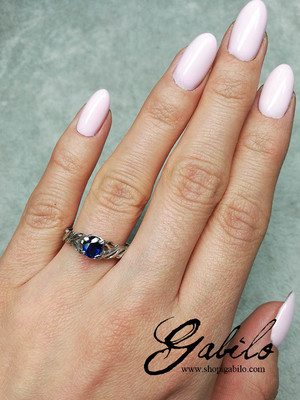 Silver ring with sapphire