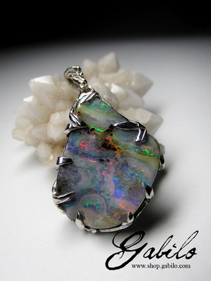 Boulder opal silber anhänger
