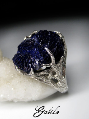Azurite silver ring 