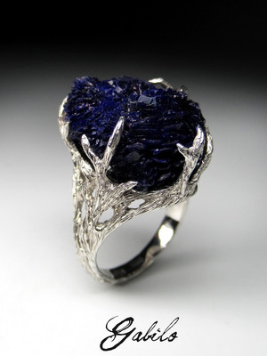 Azurite silver ring 