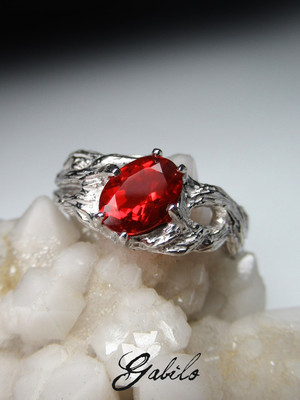 Fire opal silber ring