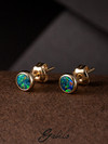 Doublet opal gold earrings 