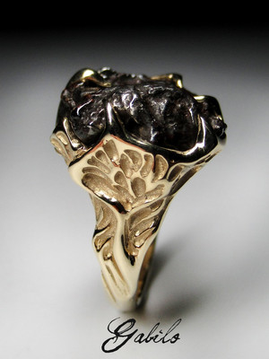 Meteorite gold ring 