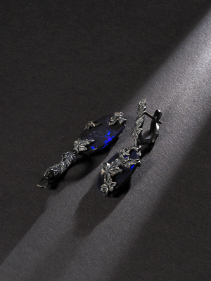 Black opal silver earrings 