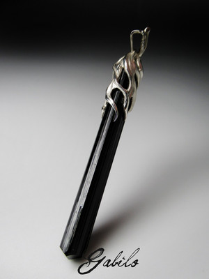 Black tourmaline silver pendant 