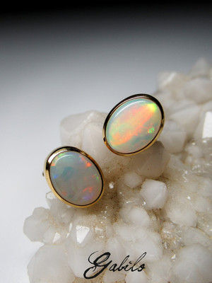 Opal silver earrings 