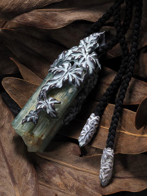 Winter edition - Aquamarine crystal silver Ivy pendant