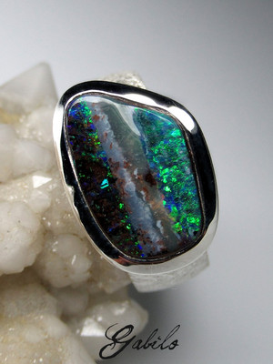 Boulder opal silver ring 