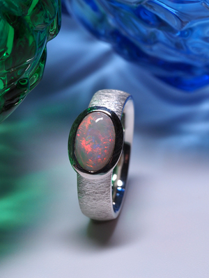 Australian opal silver ring 
