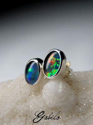 Triplet opal silver earrings 